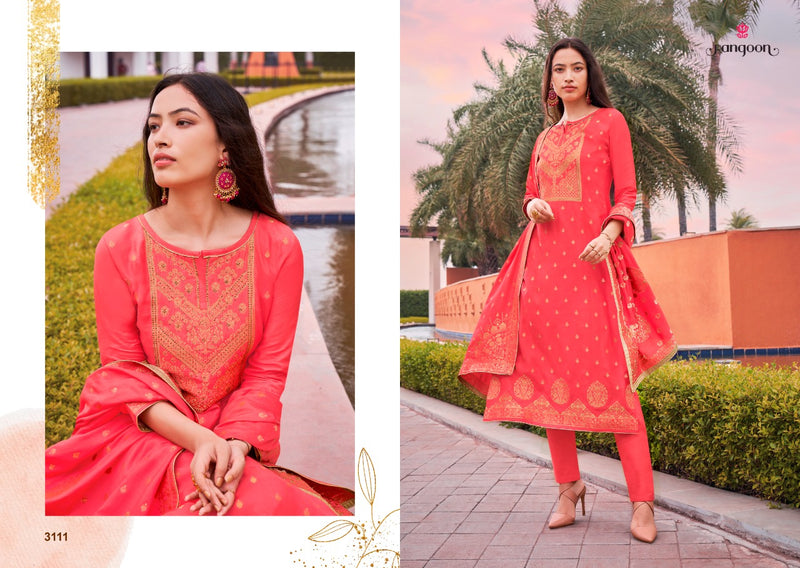 Rangoon Sakhi Saheli Jacquard With Fancy Khati Work Readymade  Kurti