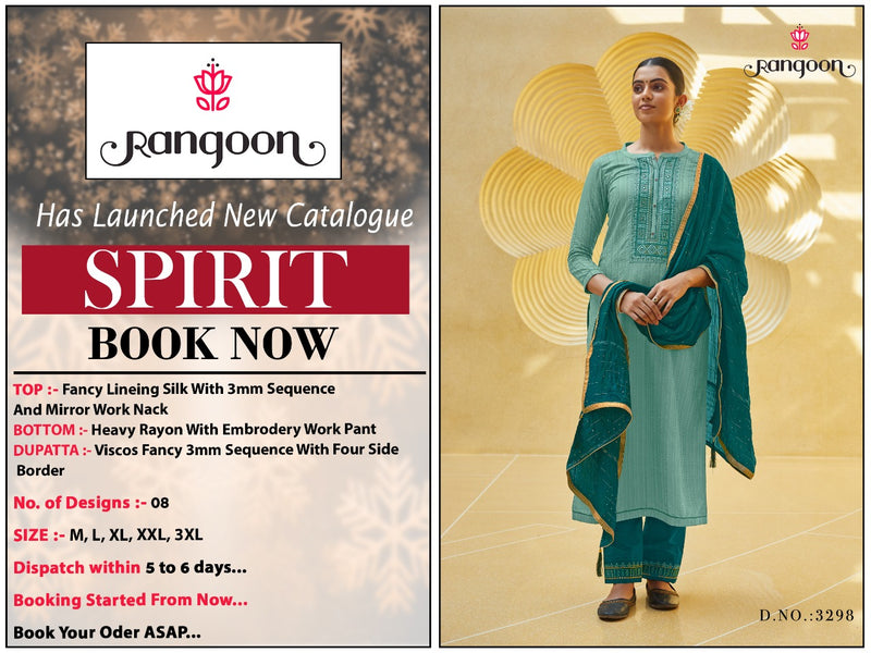 Rangoon Spirit Fancy Lining Silk Sequence Mirror Work Kurti