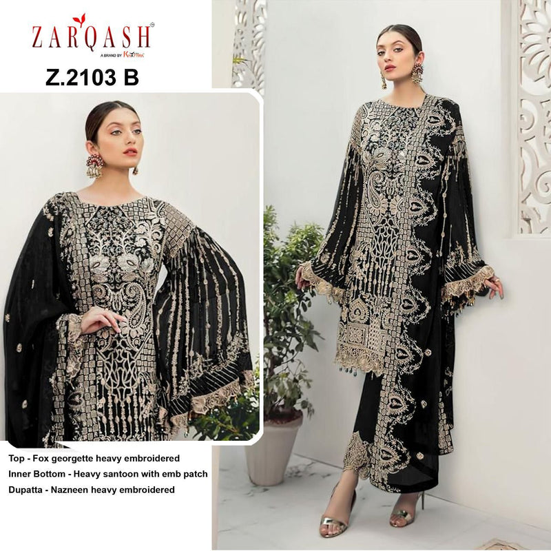 Zarqash Rangoon Z 2103 Fox Georgette Pakistani Style Designer Wedding Wear Salwar Suits