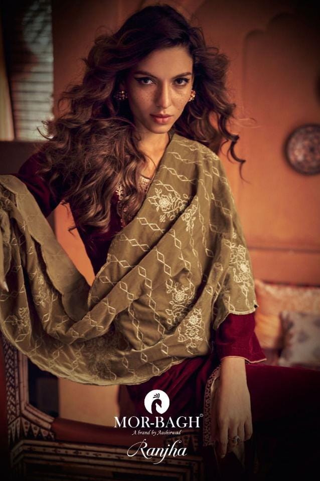 Aashirwad Ranjha Velvet With Beautiful Embroidery Work Stylish Designer Festive Wear Salwar Kameez