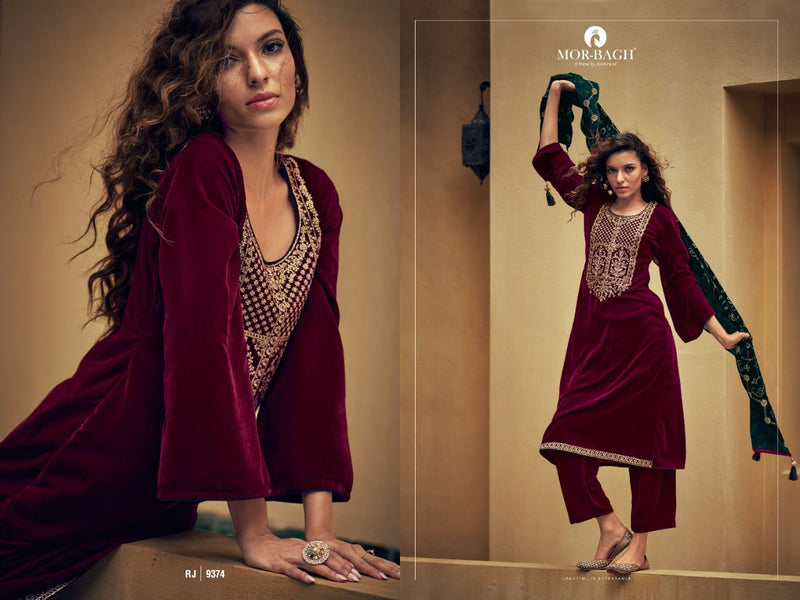 Aashirwad Ranjha Velvet With Beautiful Embroidery Work Stylish Designer Festive Wear Salwar Kameez