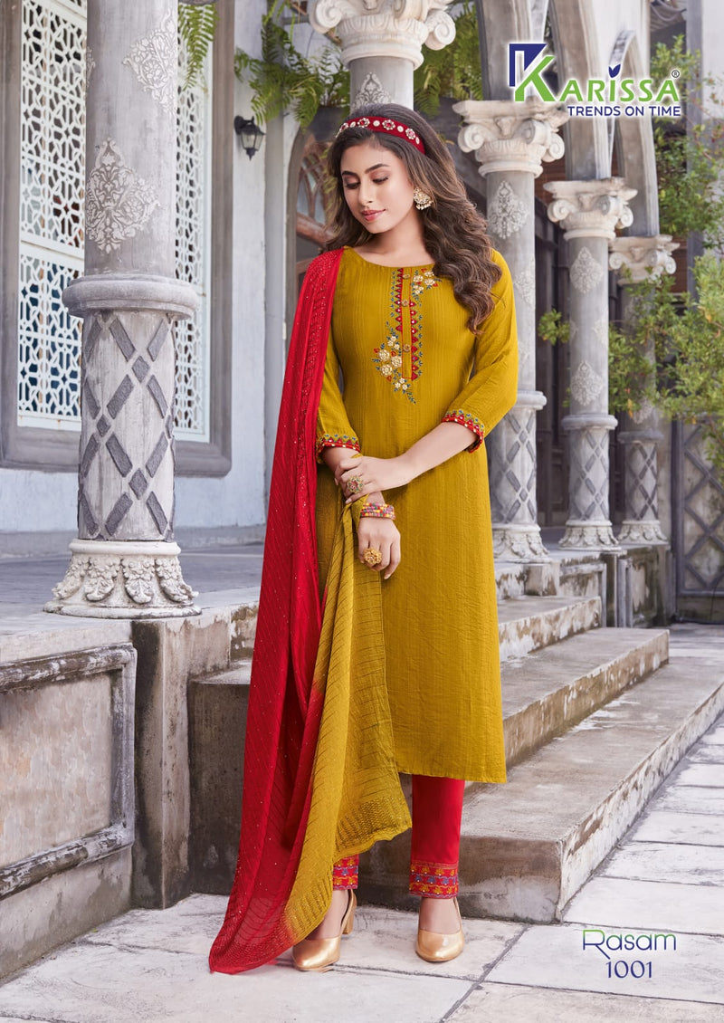 Karissa Rasam Viscose With Heavy Embroidery Work Stylish Designer Casual Look Kurti