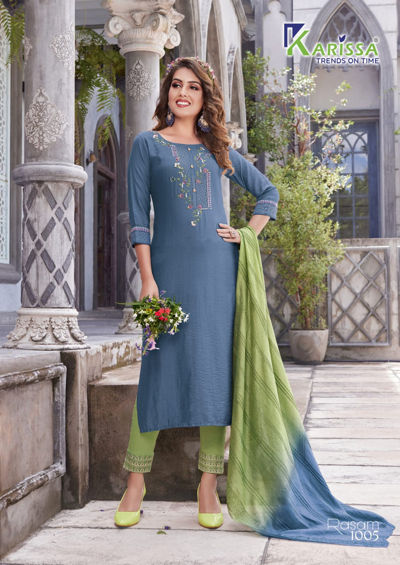 Karissa Rasam Viscose With Heavy Embroidery Work Stylish Designer Casual Look Kurti