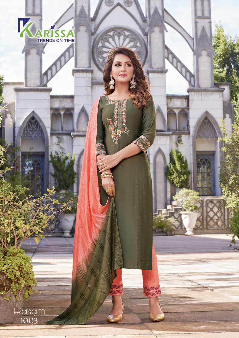 Karissa Rasam Viscose With Heavy Embroidery Work Stylish Designer Casual Look Kurti
