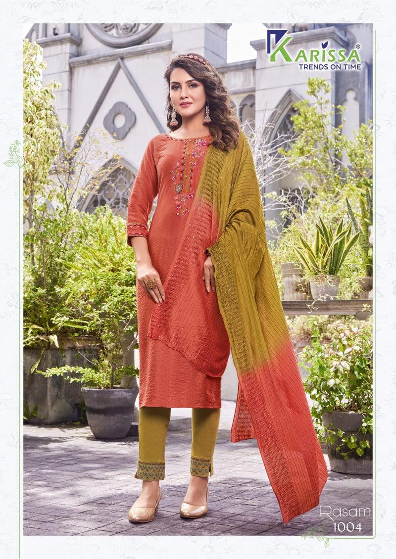 Karissa Rasam Viscose With Heavy Embroidery Work Stylish Designer Casual Look Kurti