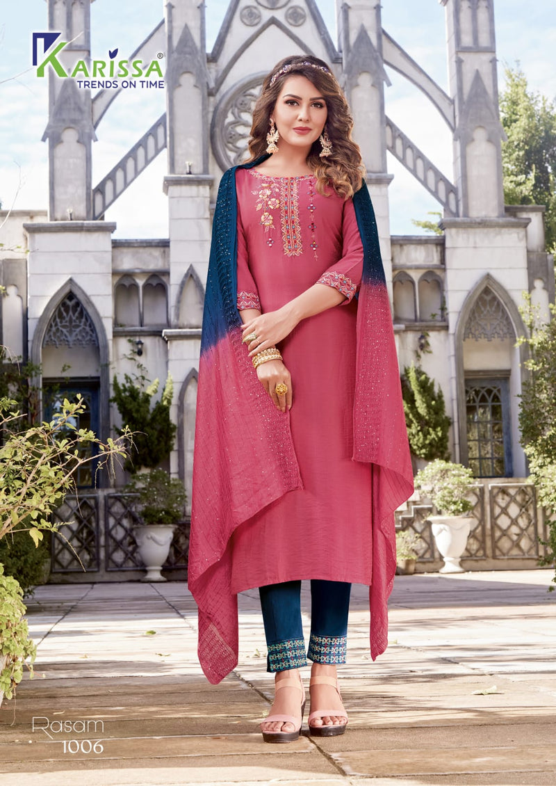 Karissa Rasam Viscose With Heavy Embroidery Work Stylish Designer Casual Look Kurti
