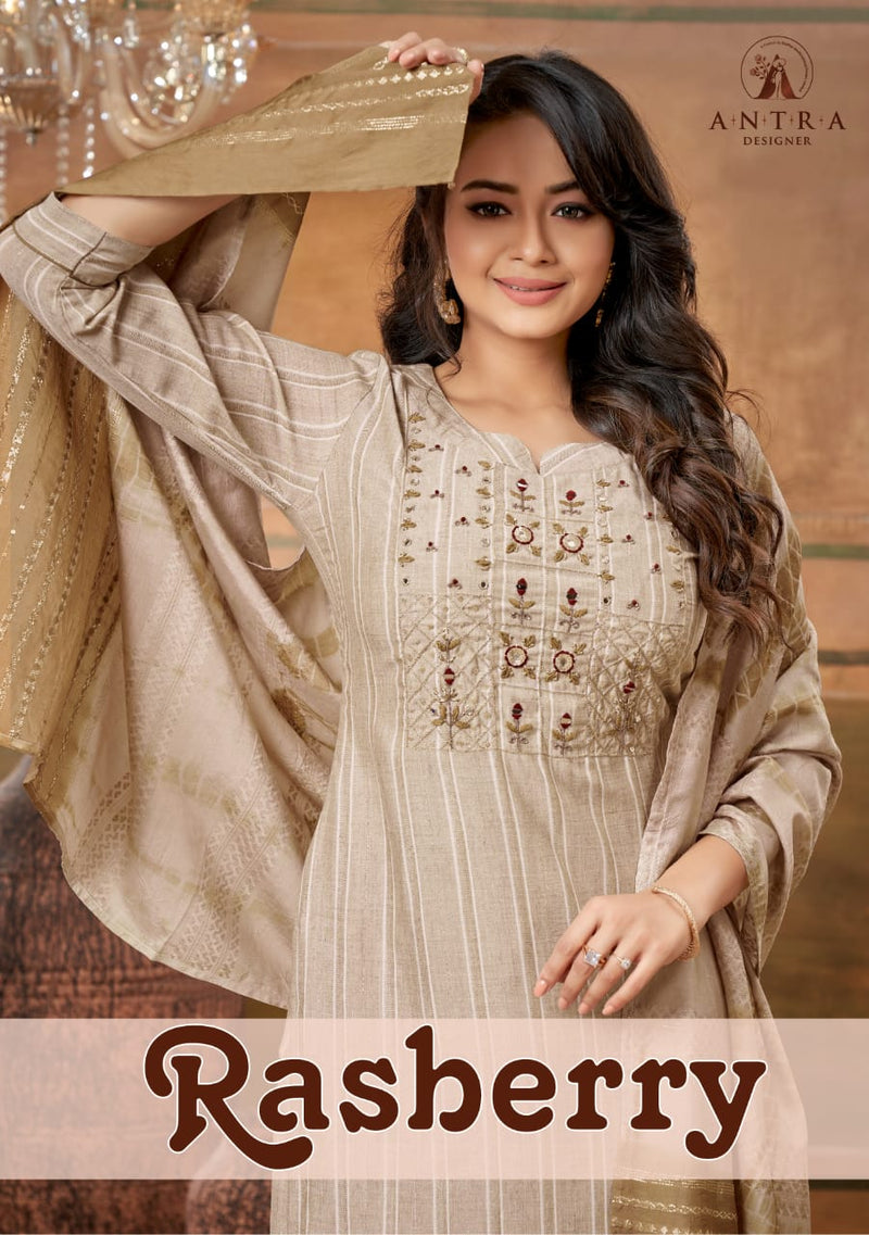 Antra Designs Rasberry Viscose With Heavy Embroidery Work Stylish Designer Festive Wear Kurti