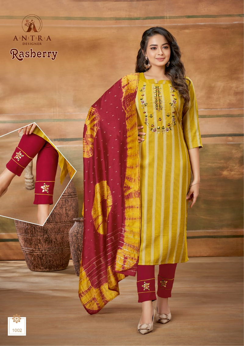 Antra Designs Rasberry Viscose With Heavy Embroidery Work Stylish Designer Festive Wear Kurti