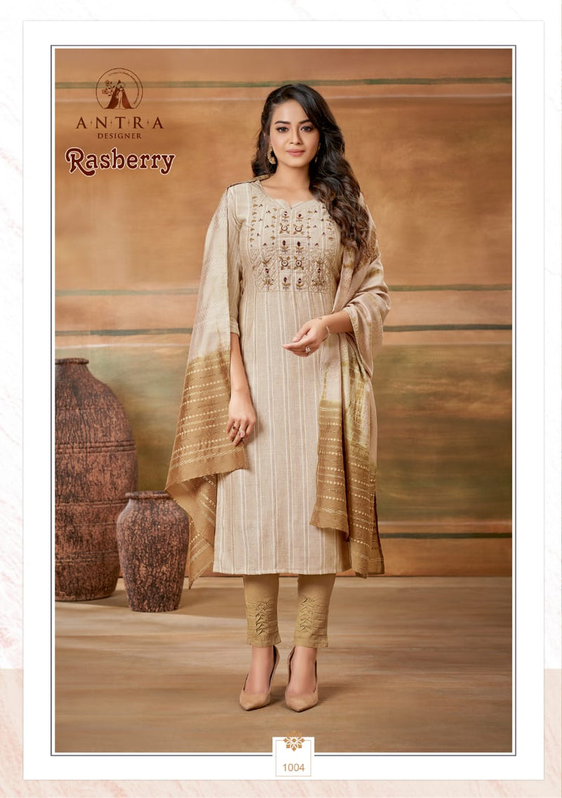 Antra Designs Rasberry Viscose With Heavy Embroidery Work Stylish Designer Festive Wear Kurti
