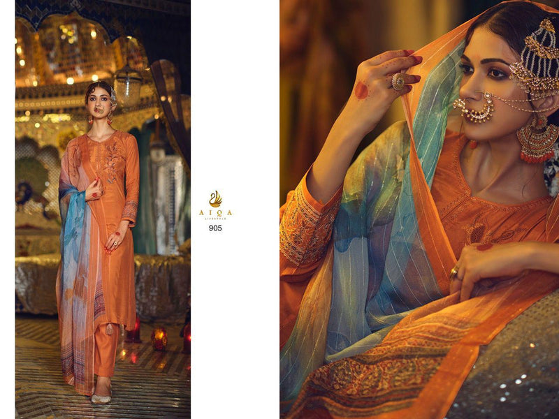 Aiqa Rasmo Riwaaz Muslin Silk With Embroidery Work fancy Stylish Designer Salwar Kameez