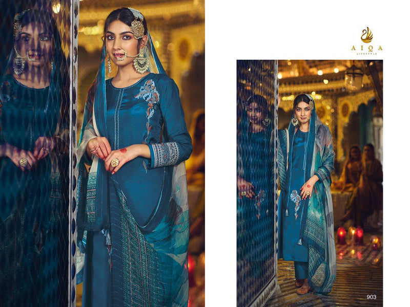 Aiqa Rasmo Riwaaz Muslin Silk With Embroidery Work fancy Stylish Designer Salwar Kameez