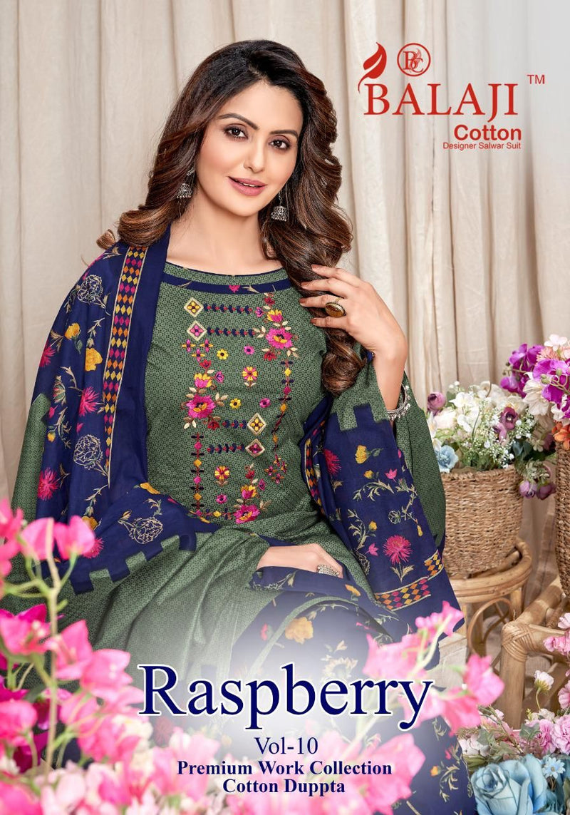 Balaji Raspberry Vol 10 Pure Cotton With Heavy Embroidery Work Stylish Designer Casual Wear Salwar Suit
