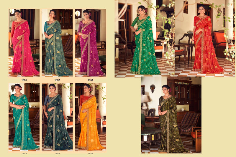 Kashvi Creation Ravina Chiffon Brasso Party Wear Sarees