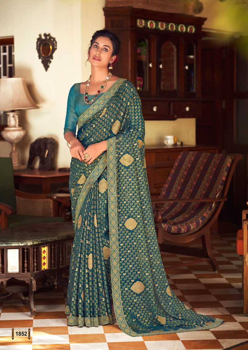 Kashvi Creation Ravina Chiffon Brasso Party Wear Sarees