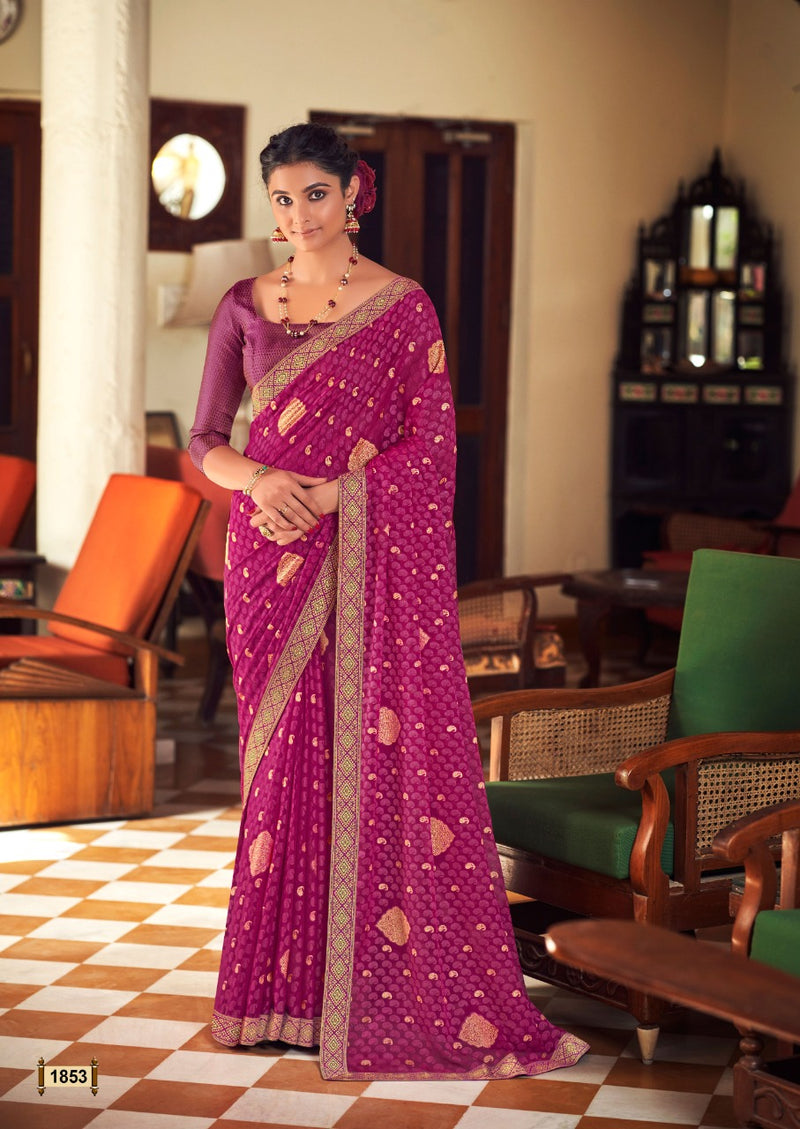 Kashvi Creation Ravina Chiffon Brasso Party Wear Sarees