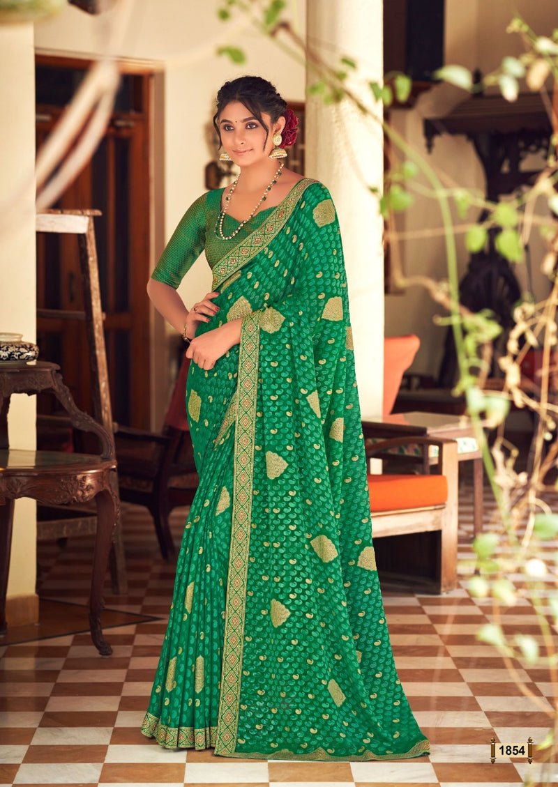 Kashvi Creation Ravina Chiffon Brasso Party Wear Sarees