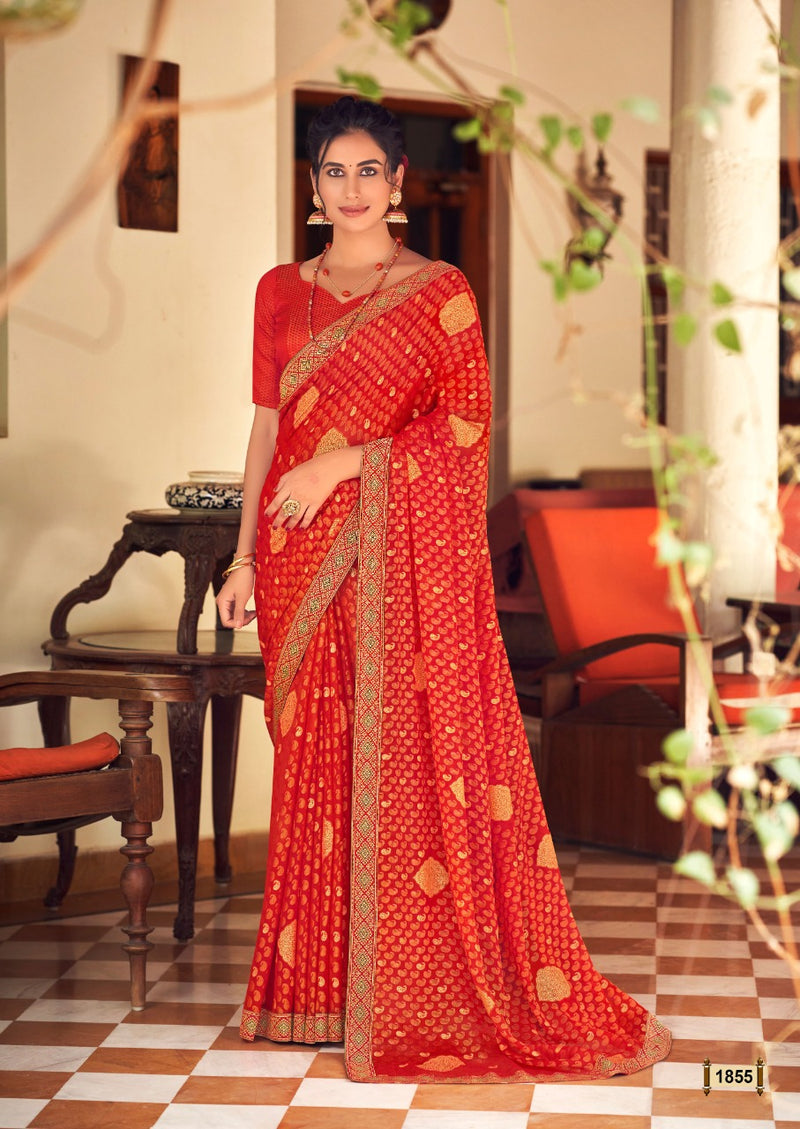 Kashvi Creation Ravina Chiffon Brasso Party Wear Sarees