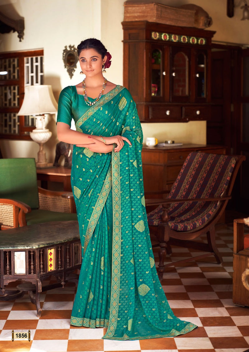 Kashvi Creation Ravina Chiffon Brasso Party Wear Sarees