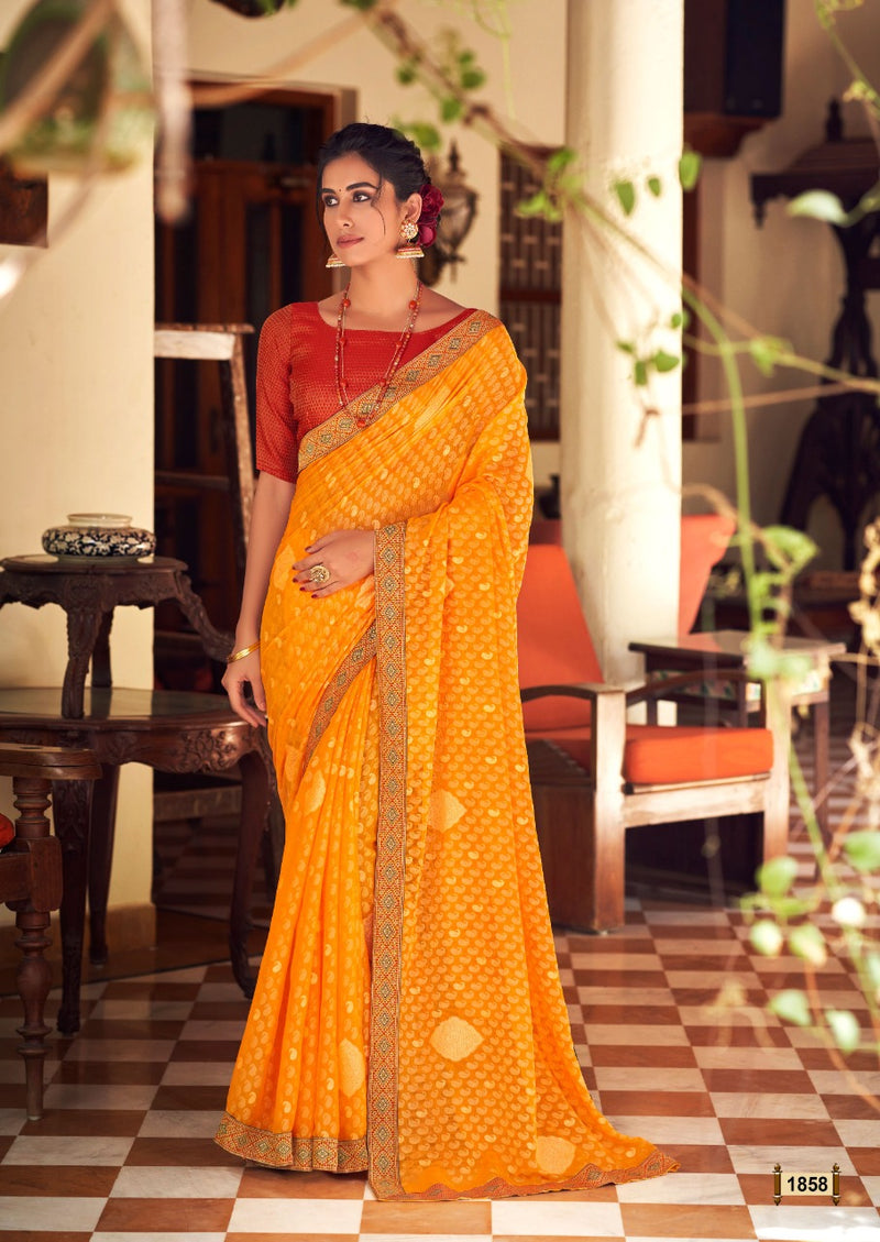 Kashvi Creation Ravina Chiffon Brasso Party Wear Sarees