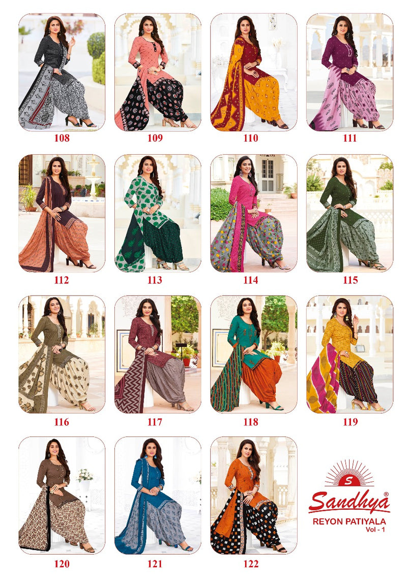 Sandhya Print Rayon Patiyala Vol 1 Rayon Printed Festive Wear Salwar Suits