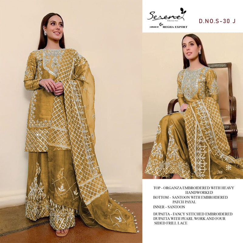 Serene Razia Organza Embroidered Pakistani Style Designer Semi Stitched Salwar Suits