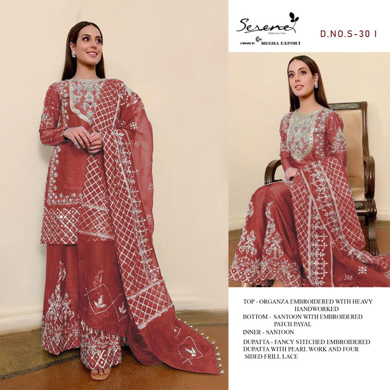 Serene Razia Organza Embroidered Pakistani Style Designer Semi Stitched Salwar Suits
