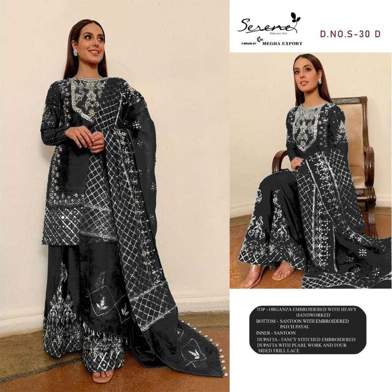 Serene Razia Organza Pakistani Style Embroidered Designer Party Wear Salwar Suits