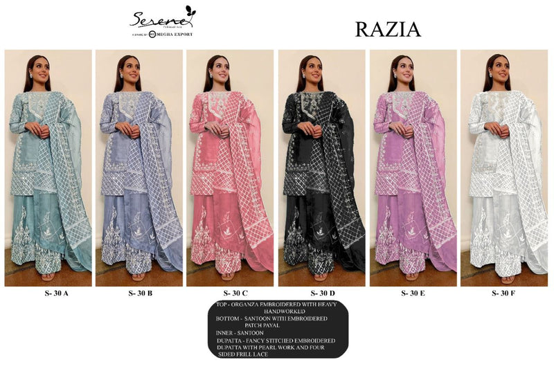 Serene Razia Organza Pakistani Style Embroidered Designer Party Wear Salwar Suits