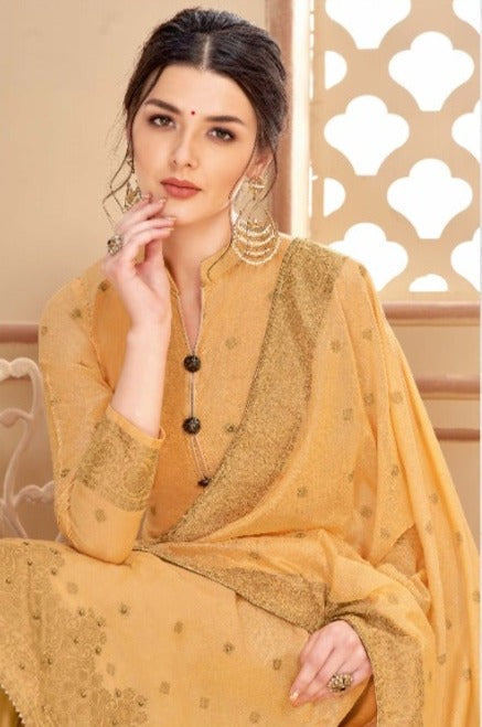 Alok Suit Rehnuma Pure Cotton Party Wear Salwar Kameez With Weaving Dola Jacquard & Hand Work