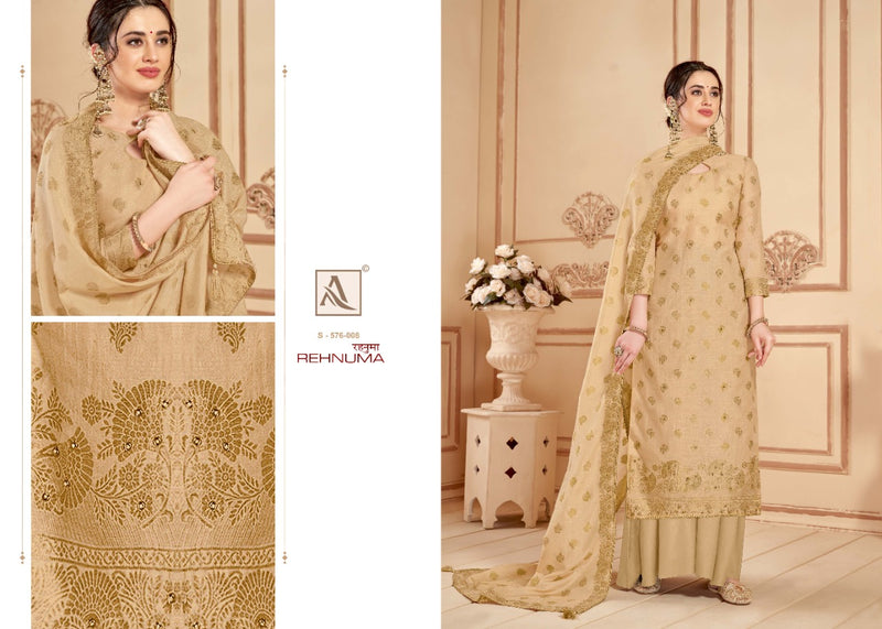 Alok Suit Rehnuma Pure Cotton Party Wear Salwar Kameez With Weaving Dola Jacquard & Hand Work