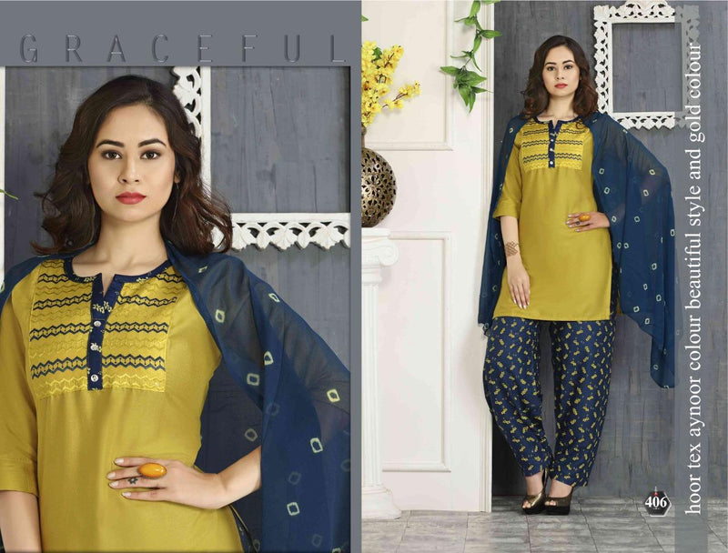 Riyaa Retro Vol 2 Rayon Embroidered Festive Wear Patiyala Style Kurtis With Bottom & Dupatta