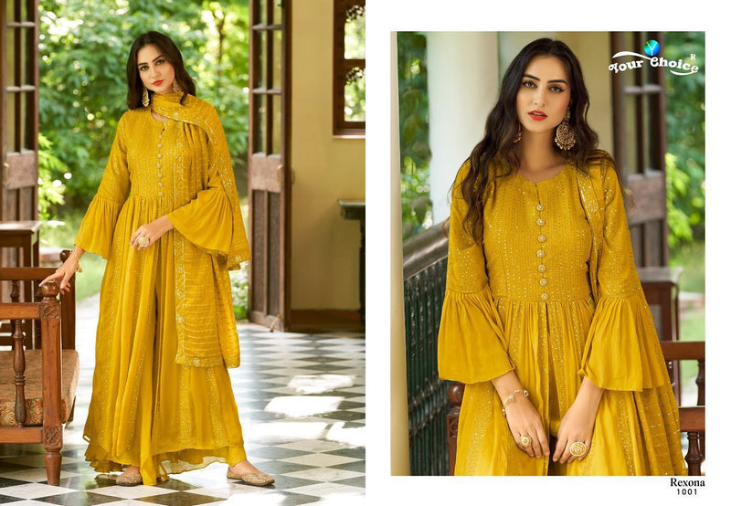 Your Choice Rexona Georgette With Beautiful Work Stylish Designer Party Wear Kurti