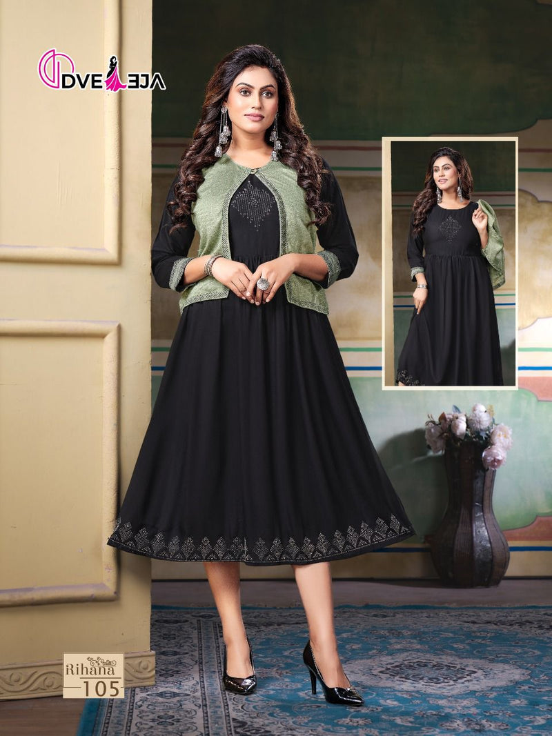 Dveeja Rihana Rayon Flair Fancy Party Wear Kurti With Jacket