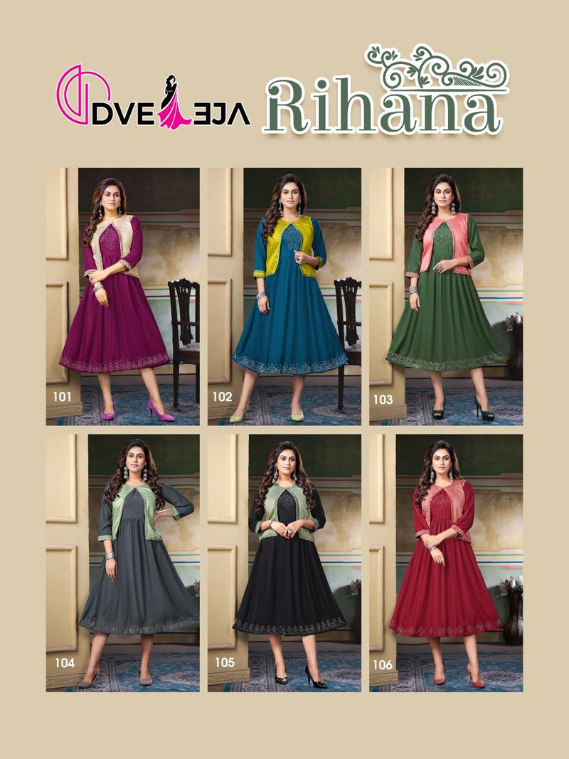 Dveeja Rihana Rayon Flair Fancy Party Wear Kurti With Jacket