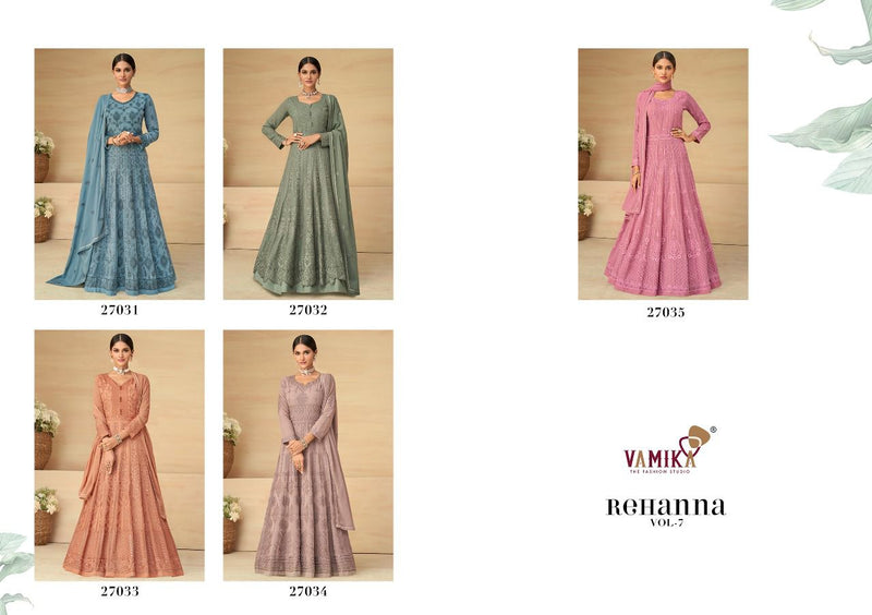 Vamika Fashion Rihana Vol 7 Apple Georgette Designer Ready Made Wedding Wear Salwar Suits