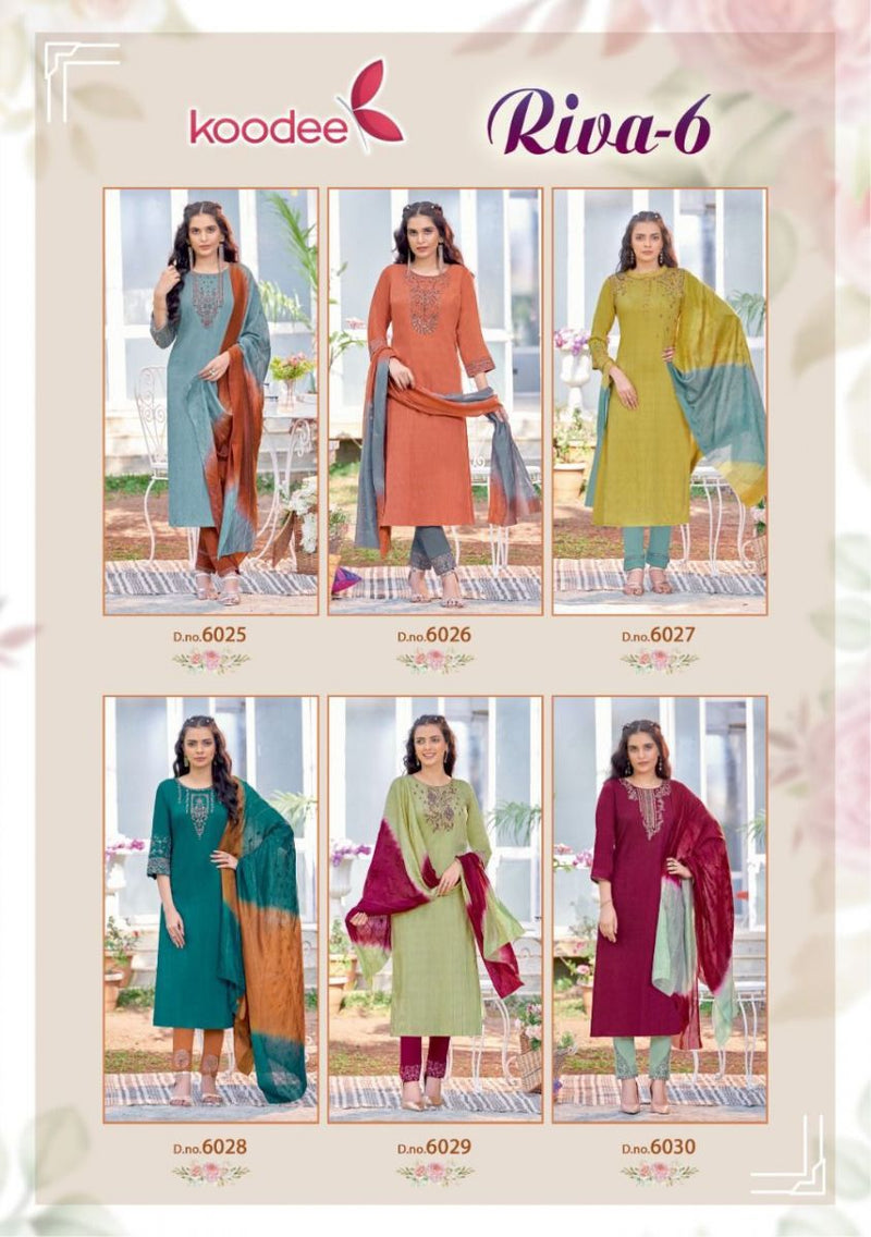 Koodee Fashion Riva Vol 6 Viscose Designer Fancy Party Wear Kurtis With Bottom & Dupatta