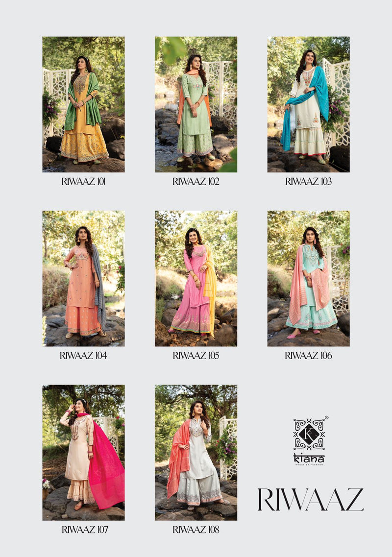 Kiana House Of Fashion Riwaaz Viscose Lurex With Embroidery Work Combo Set  Of Party Wear Kurtis