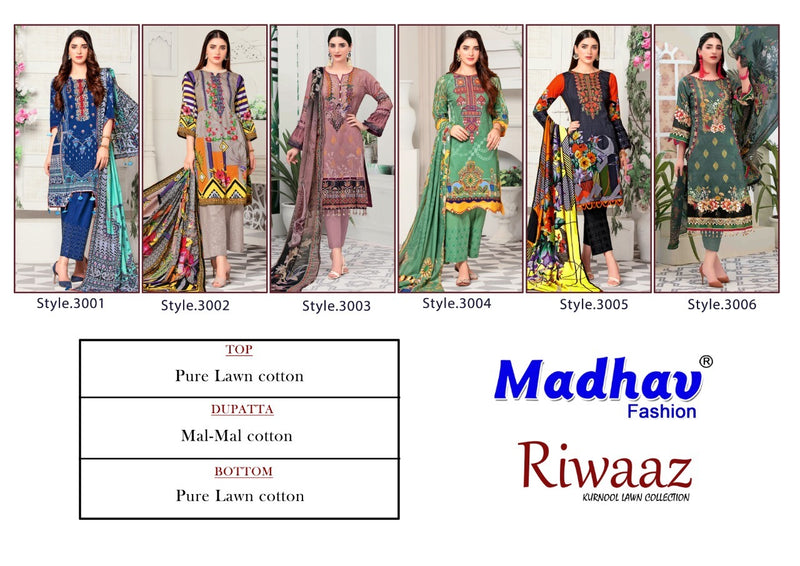 Madhav Fashion Riwaaz Lawn Cotton Printed Festive Wear Salwar Kameez