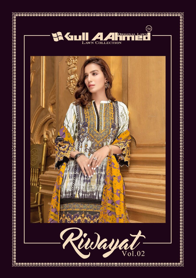 Gull Aahmed Riwayat Vol 2 Lawn Cotton With Fancy Work Stylish Designer Pakistani Salwar Kameez