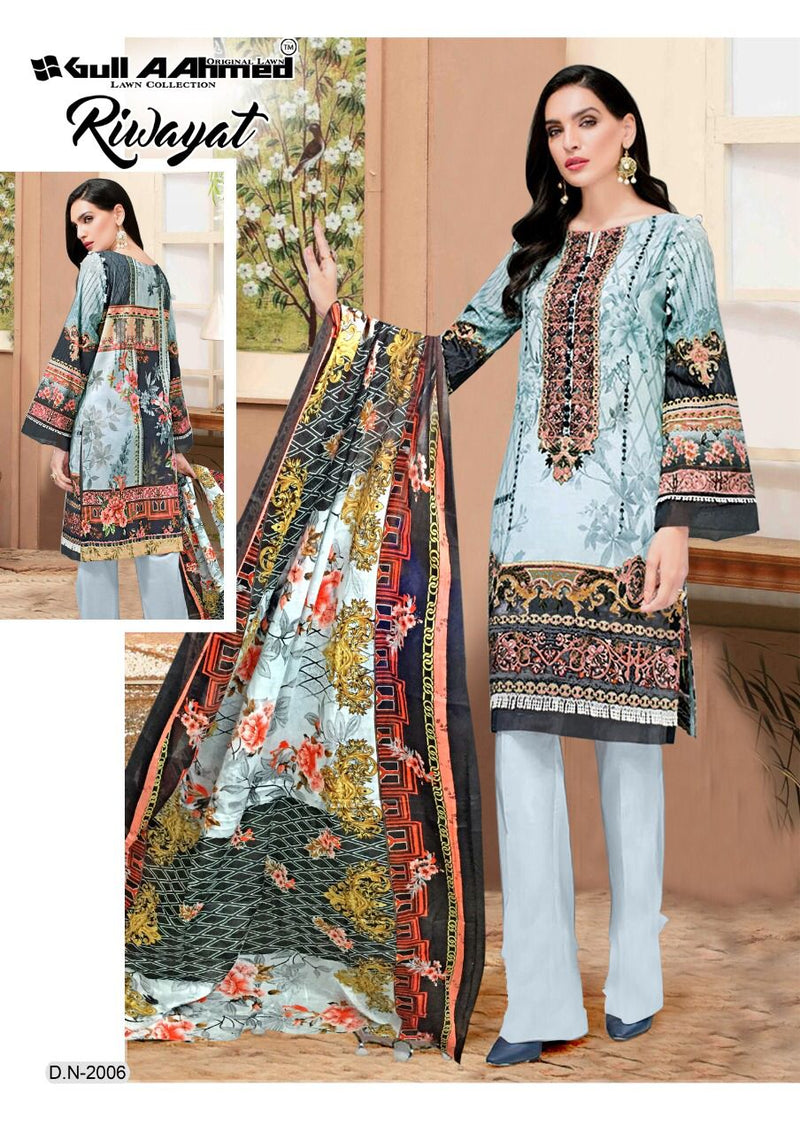 Gull Aahmed Riwayat Vol 2 Lawn Cotton With Fancy Work Stylish Designer Pakistani Salwar Kameez