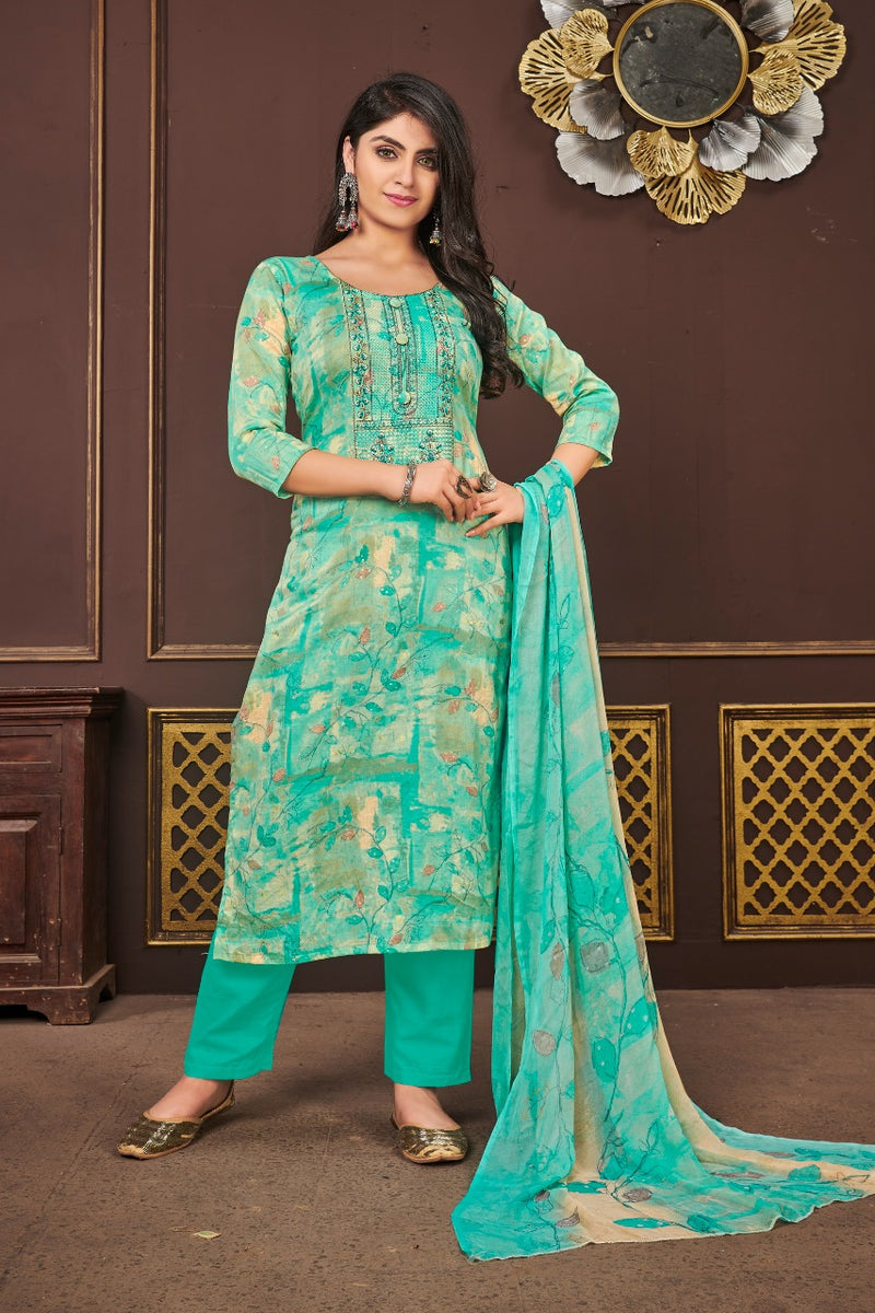 Bipson Fashion Dno 1815 Cambric Cotton Printed With Heavy Embroidery Stylish Designer Salwar Suit