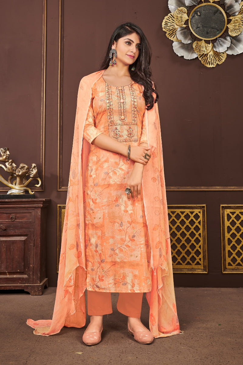 Bipson Fashion Dno 1815 Cambric Cotton Printed With Heavy Embroidery Stylish Designer Salwar Suit