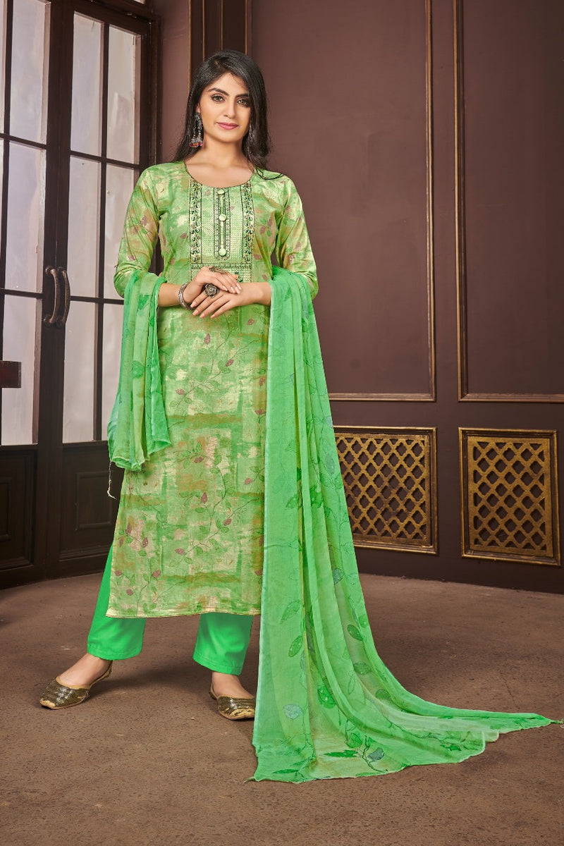 Bipson Fashion Dno 1815 Cambric Cotton Printed With Heavy Embroidery Stylish Designer Salwar Suit