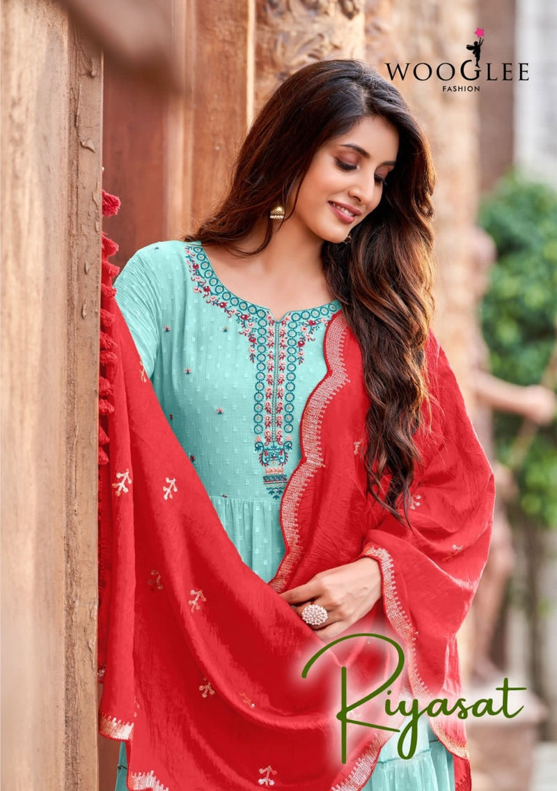 Wooglee Riyasat Georgette With Fancy Work Stylish Designer Festive Wear Long Gown