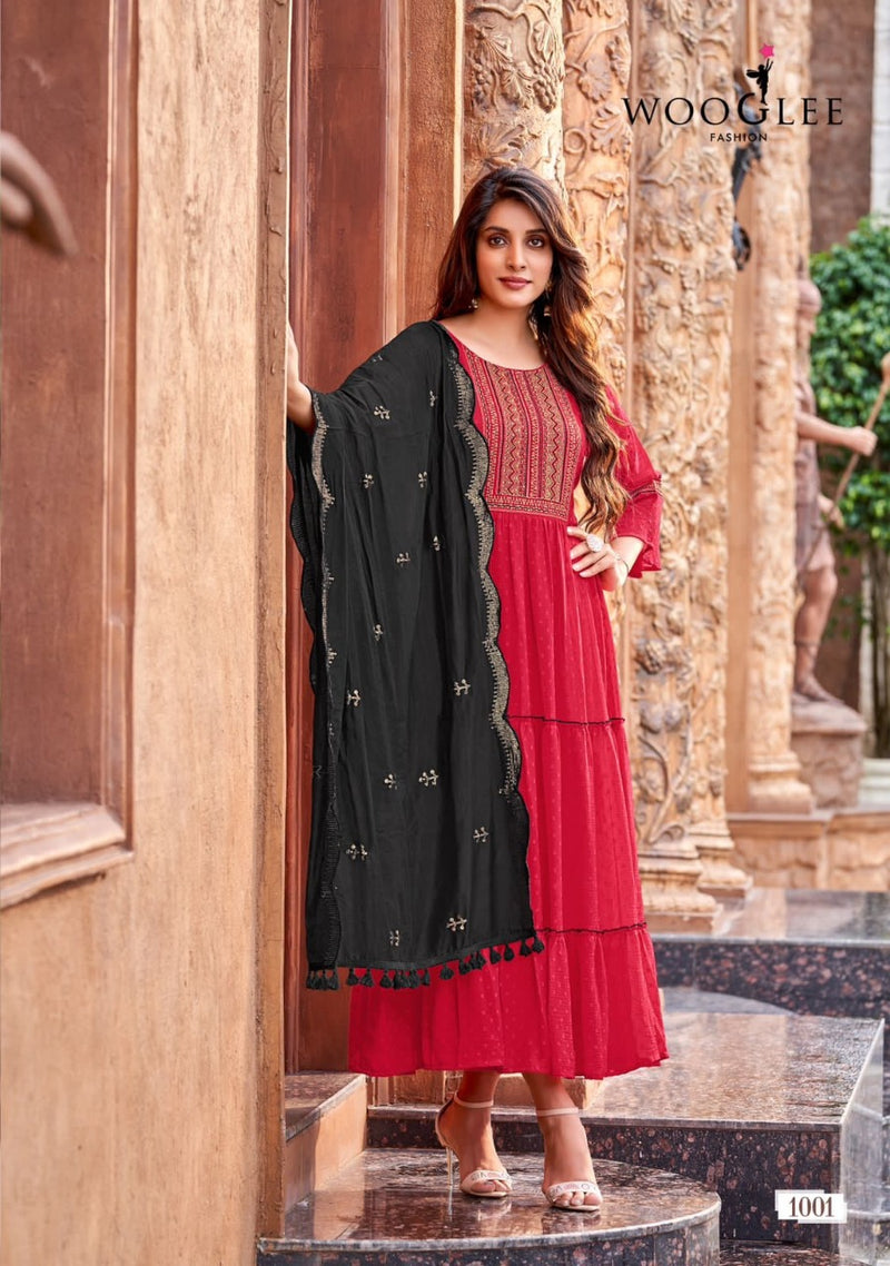 Wooglee Riyasat Georgette With Fancy Work Stylish Designer Festive Wear Long Gown