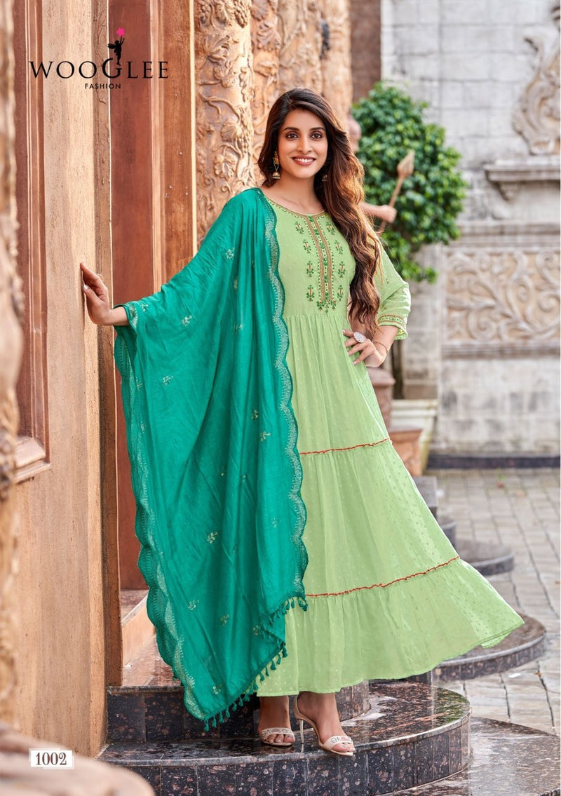 Wooglee Riyasat Georgette With Fancy Work Stylish Designer Festive Wear Long Gown