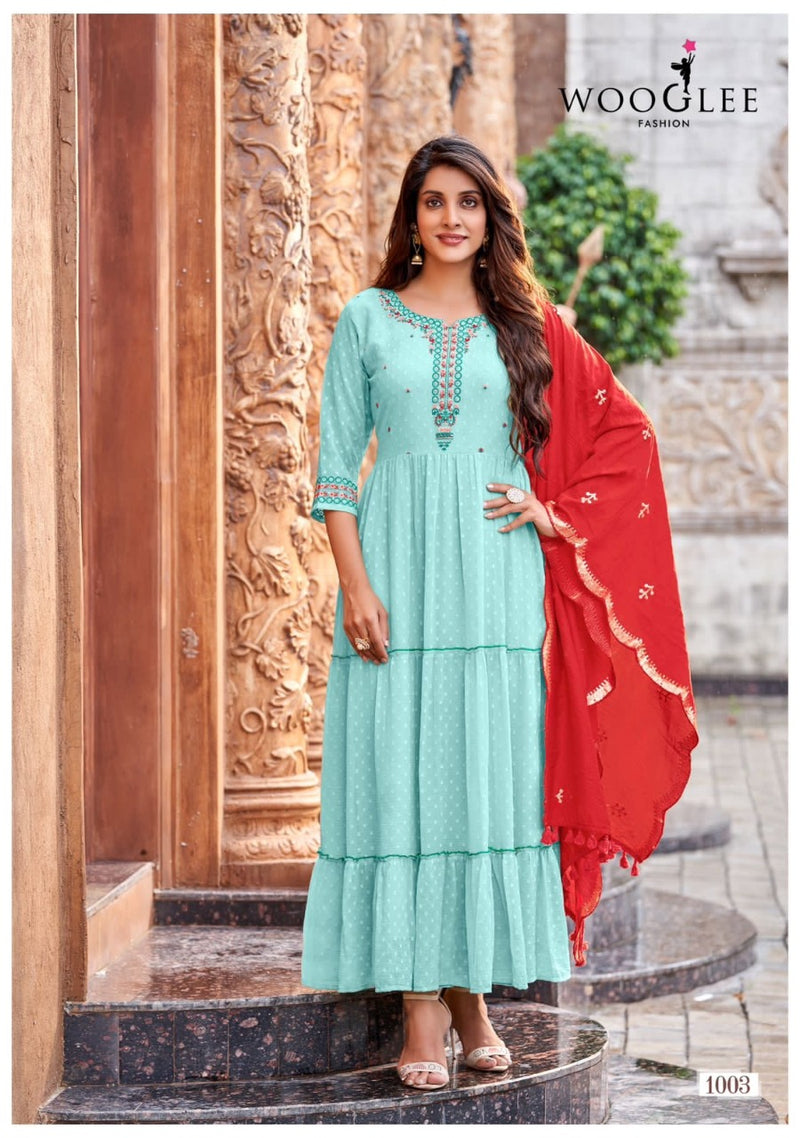 Wooglee Riyasat Georgette With Fancy Work Stylish Designer Festive Wear Long Gown