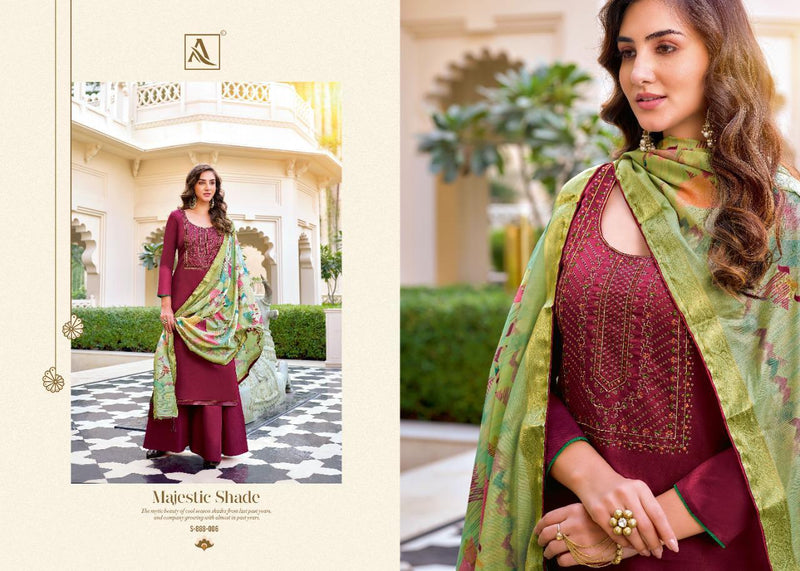 Alok Suit Riza Embroidery Stylish Designer  Wear Salwar Suit