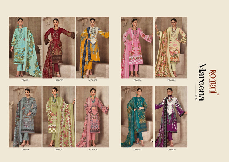 Romani Maeena Vol 10 Premium Soft Cotton Digital Print Heavy Embroidery Work Swarovski Work Fancy Salwar Suit