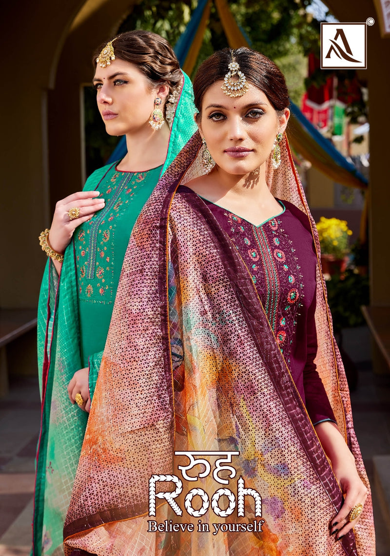 Alok Suit Rooh Jam Cotton With Heavy Embroidery Work Stylish Designer Festive Wear Salwar Kameez